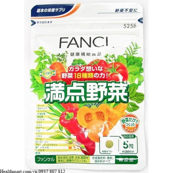 Viên bổ sung 18 loại rau củ quả fancl của Nhật 2021 2022